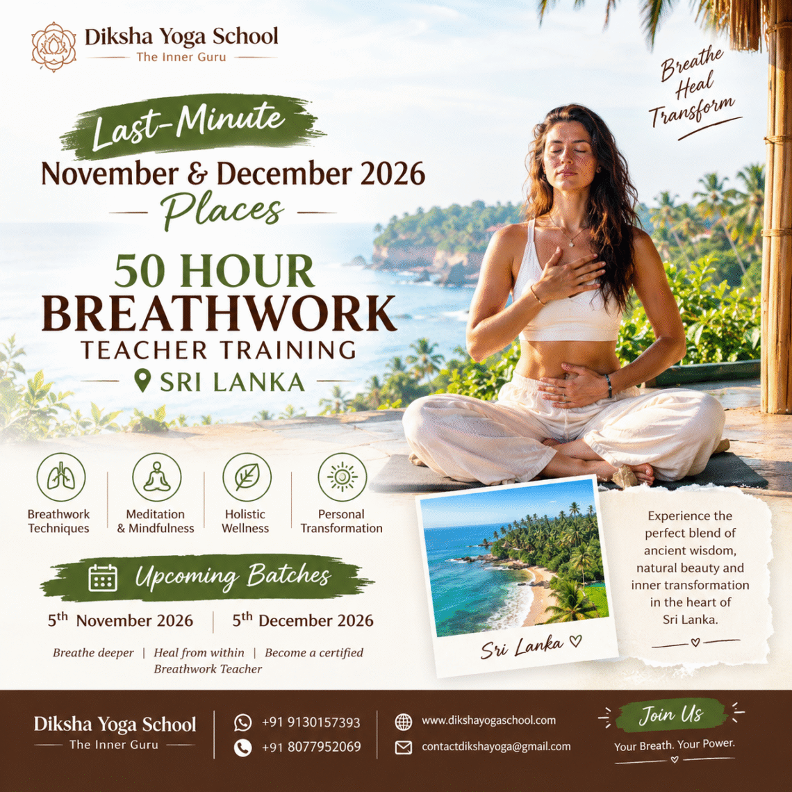50 Hour Breathwork & Pranayama TTC in Sri Lanka