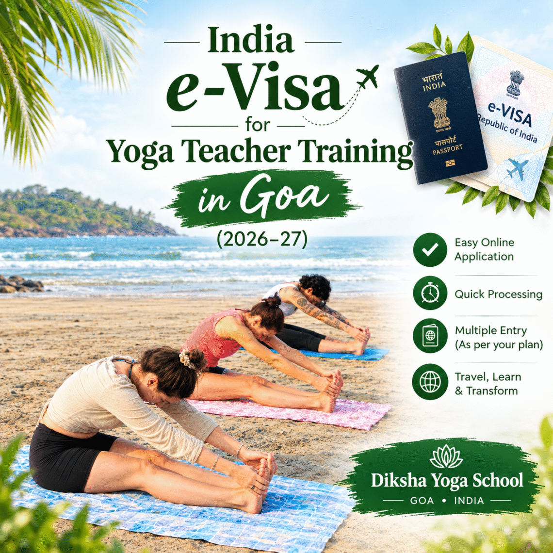 India e-Visa for Best Yoga TTC in Goa