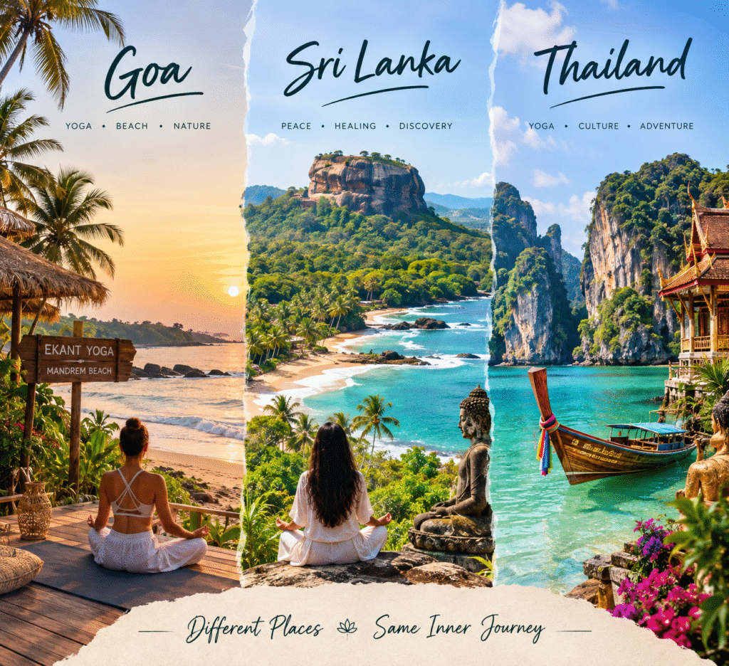 Yoga teacher training locations in Goa, Sri Lanka and Thailand